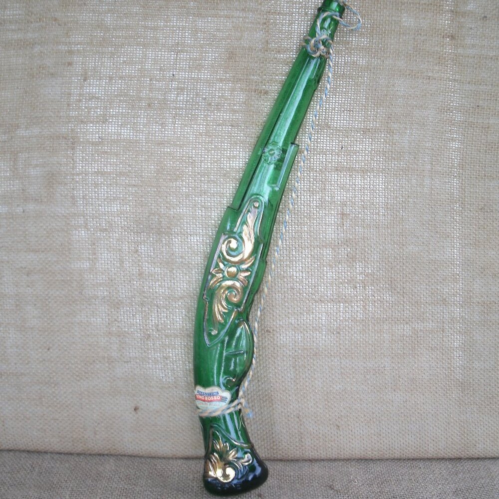 Vintage Barsottini Green Glass Pistol Wine Bottle Italy